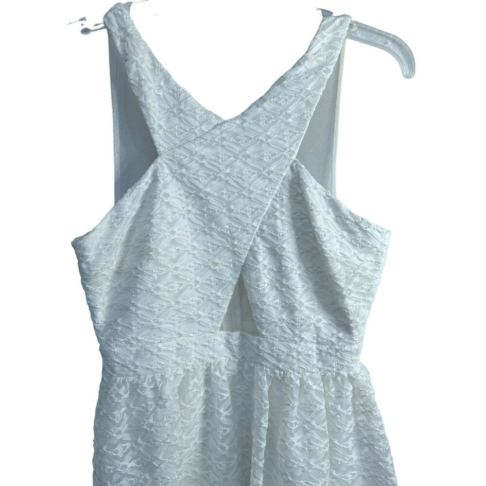 Hailey Logan White Lace Front Illusion Cross-Over Dress By Adrianna Papell Sz 6 - Picture 2 of 7
